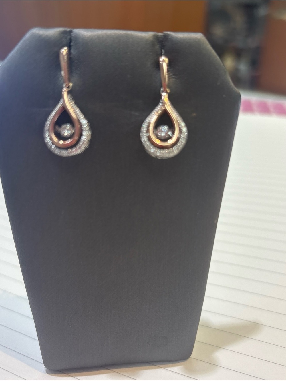 Rose Gold 14k Teardrop Earrings with .20 natural diamonds